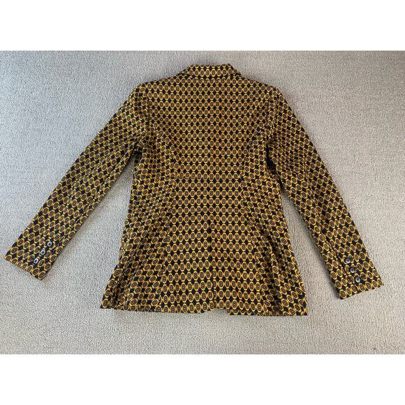 Cabi Standout Kensinggton Proper Blazer & Skirt Set Gold Navy Medallion Small - Picture 4 of 15